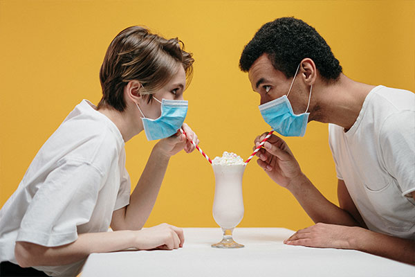 drinking with masks on
